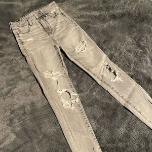 Grey ripped skinny jeans, American eagle, women’s size 0 short